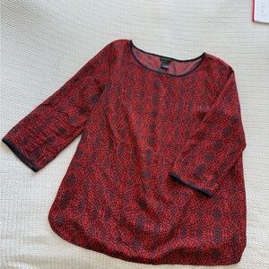 Ann Taylor Red and Black Blouse. 3/4 sleeve 100% polyester